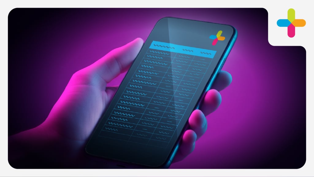 Neon image of hand holding smartphone