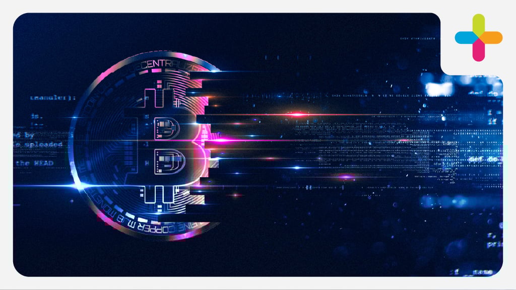 Neon Bitcoin Fading into Dark Background