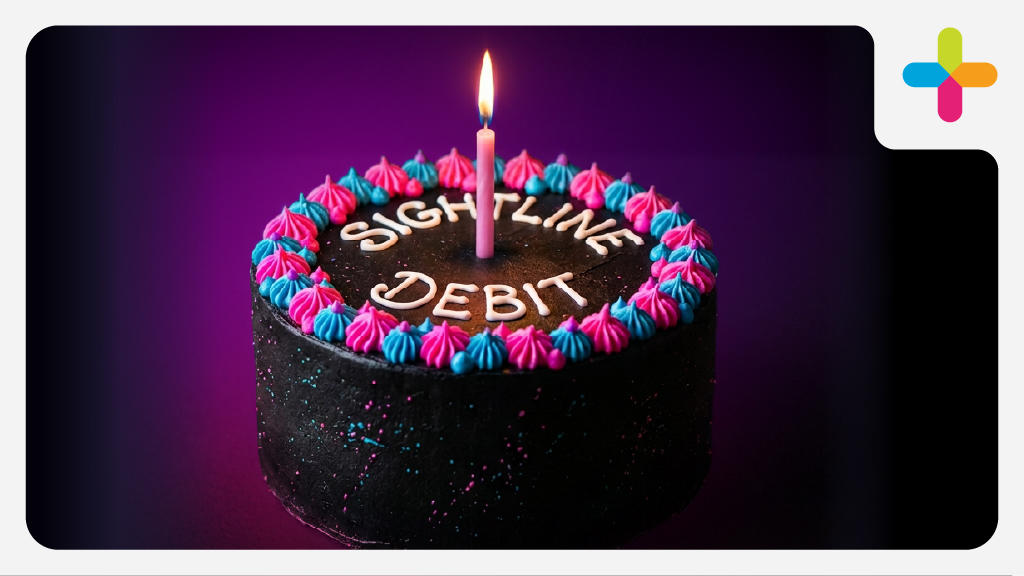 A birthday cake for Sightline Debit with candle 